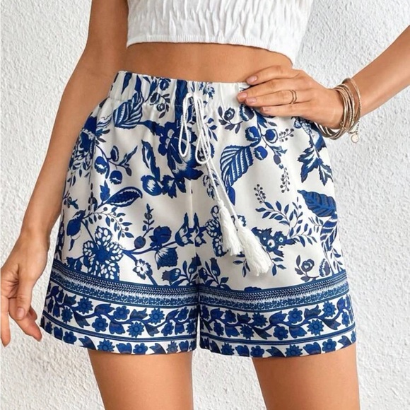 Boho Floral Print High Waist Shorts - Picture 6 of 6